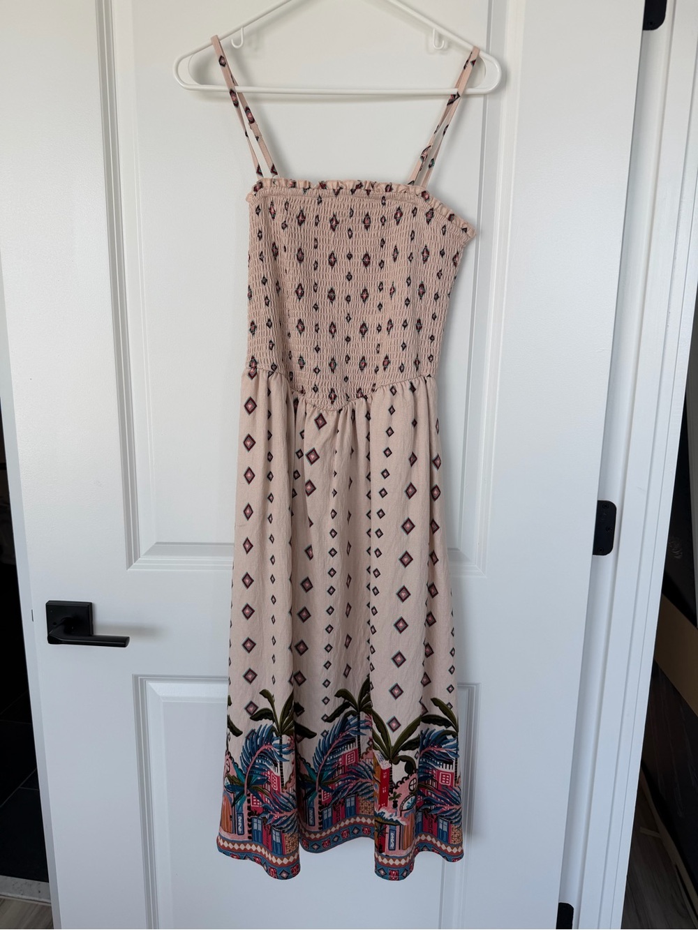 Rachel Paige Pink Printed Maxi Dress with Tropical Border